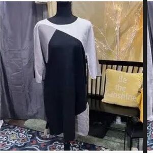 For Cynthia Color Blocked Linen Blend  Lagenlook Dress Small